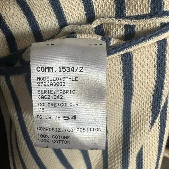 Eleventy Milano Navy and Cream Striped Blazer - Picture 6 of 9